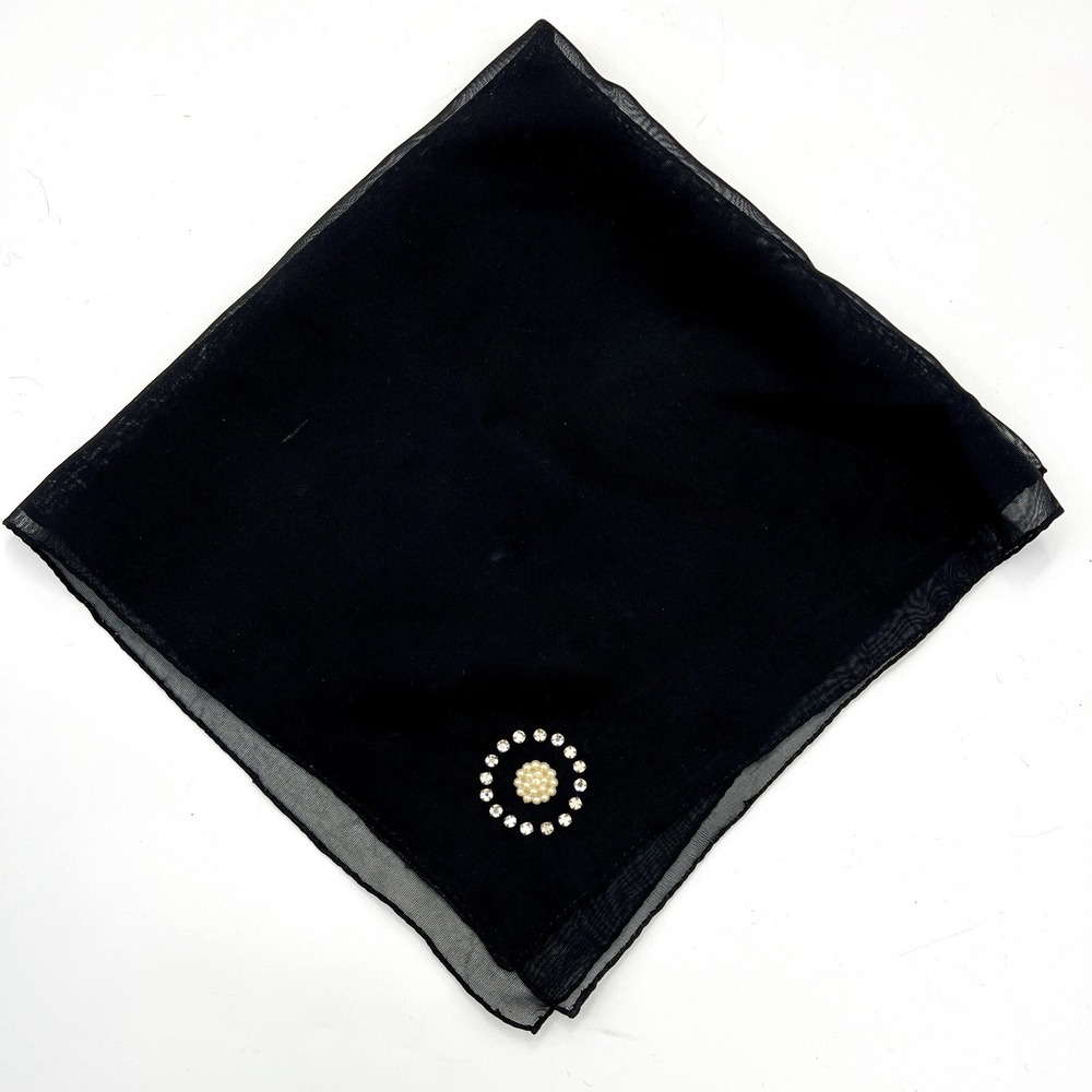 Vintage Black Pearl‎ & Crystal Scarf